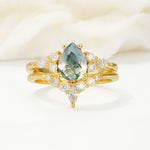 SR17103 Moss Agate Ring - Yellow-Gold