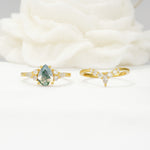 SR17103 Moss Agate Ring - White-Gold