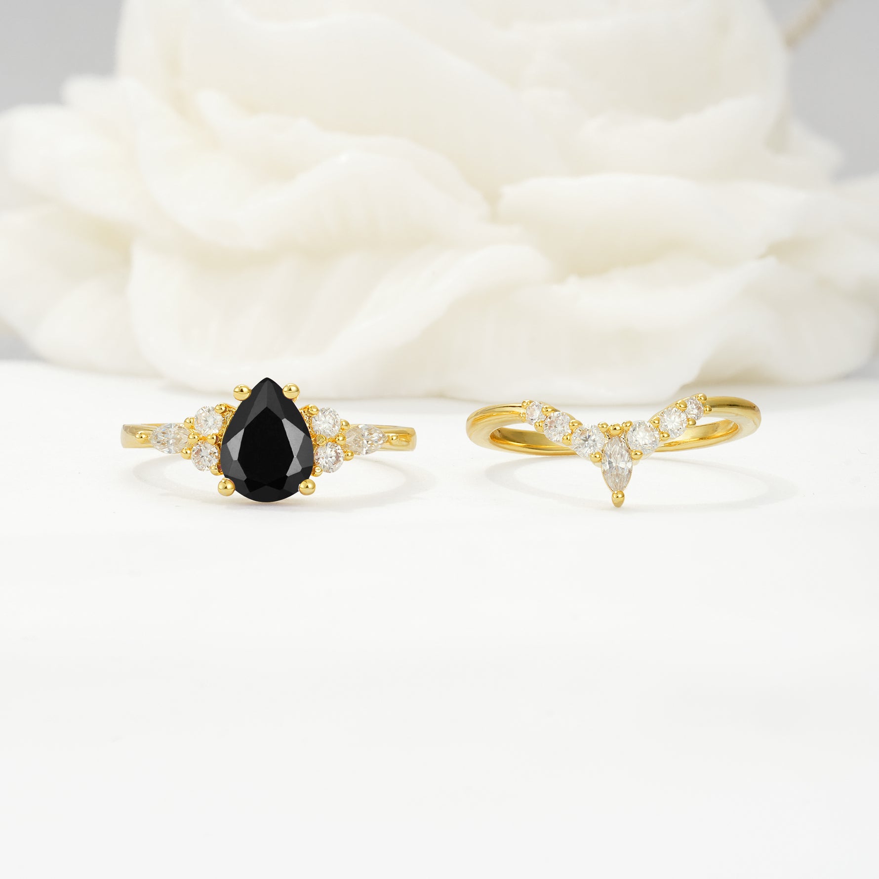 SR17103 Black Onyx Ring - White-Gold
