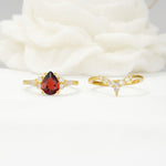 SR17103 Garnet Ring - White-Gold