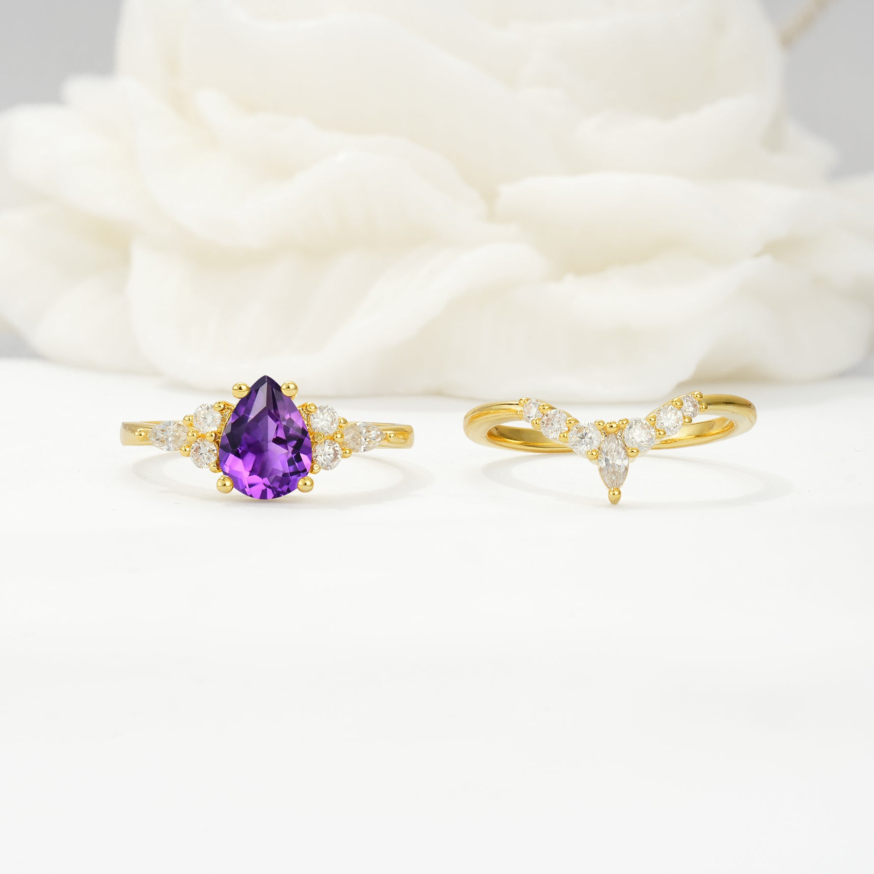 SR17103 Amethyst Ring - White-Gold