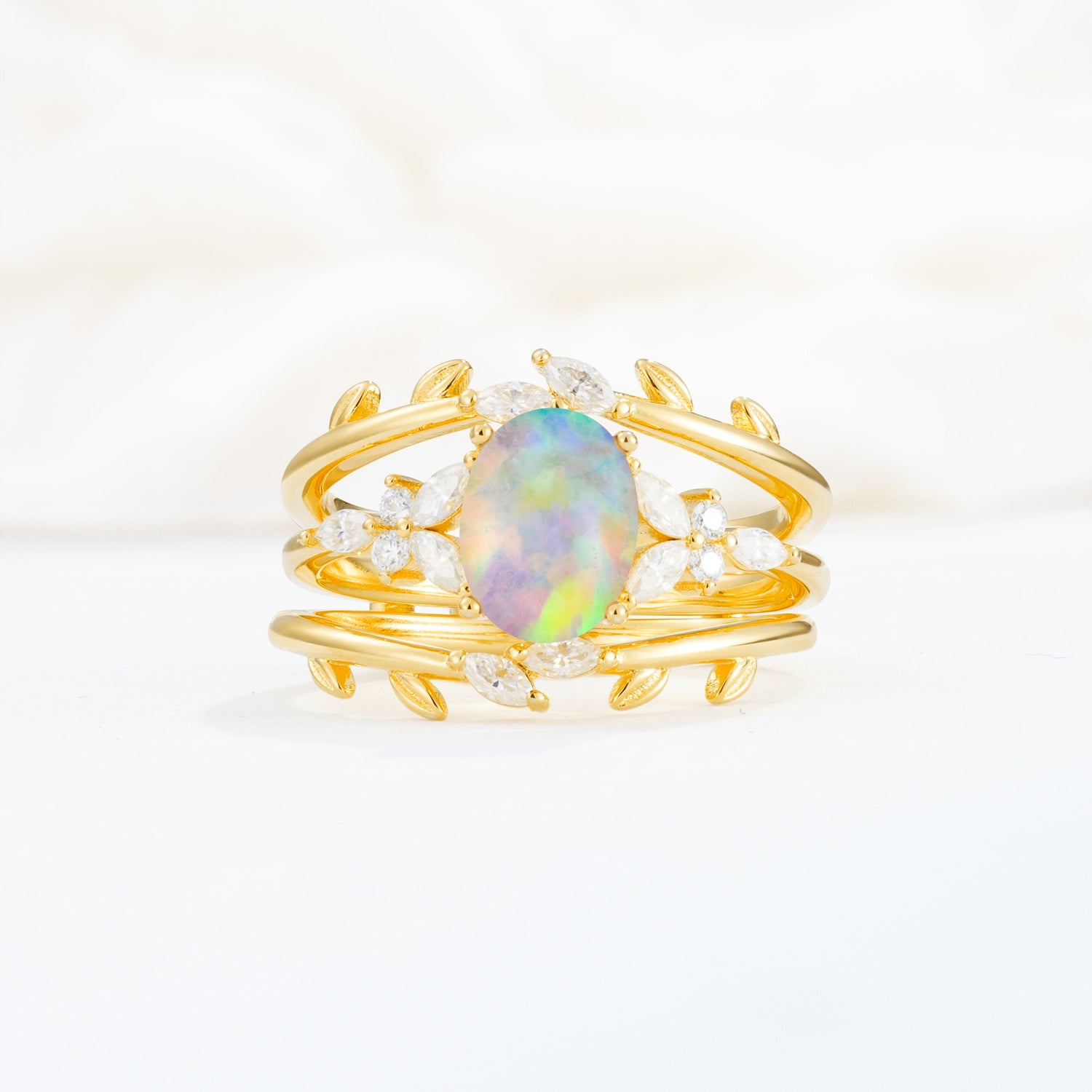 SR17104 Fire Opal Ring - Yellow-Gold