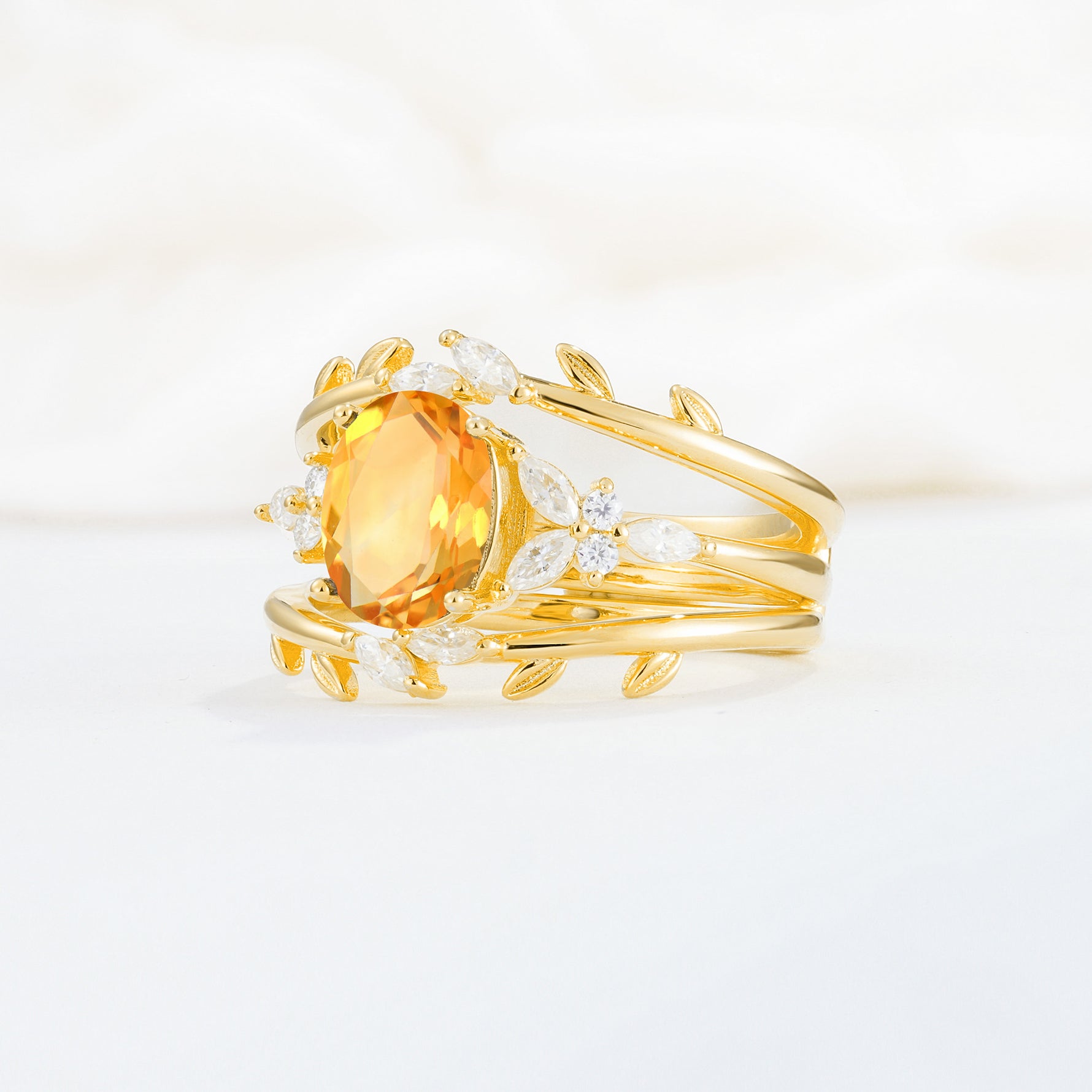 SR17104 Citrine Ring - White-Gold
