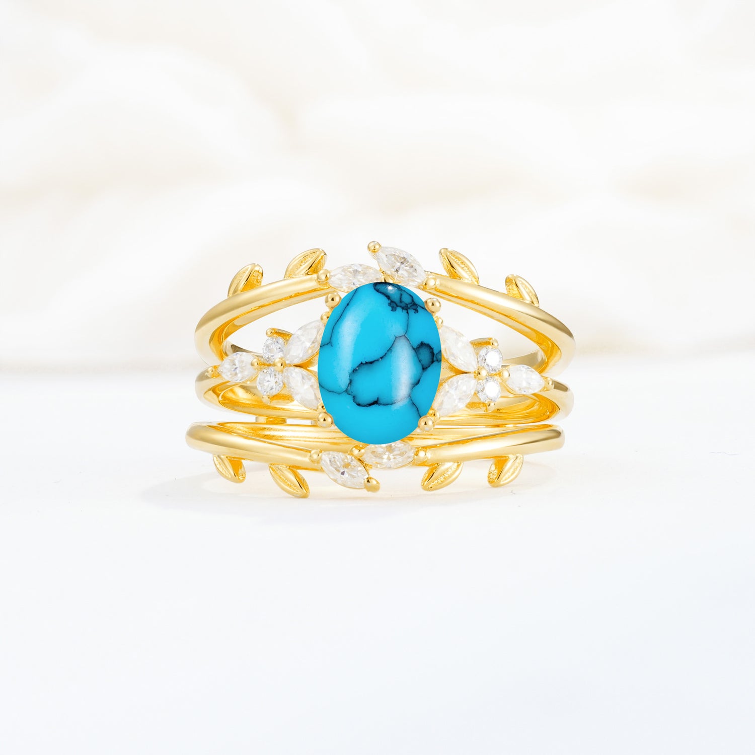 SR17104 Turquoise Ring - Yellow-Gold