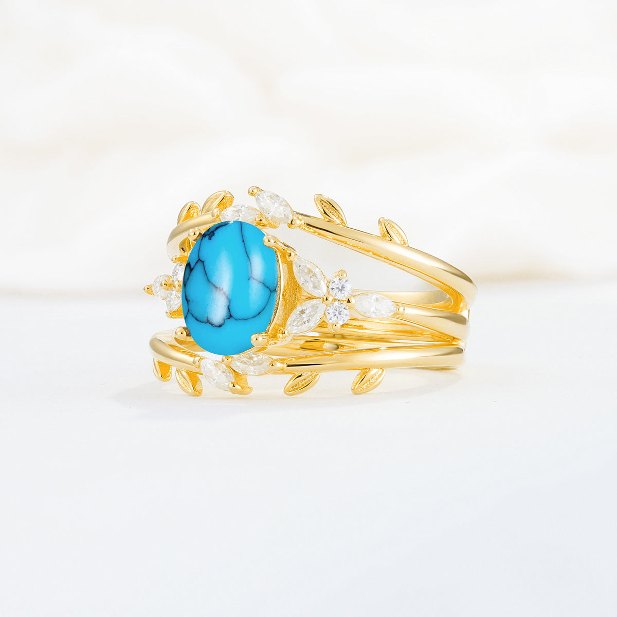 SR17104 Turquoise Ring - White-Gold