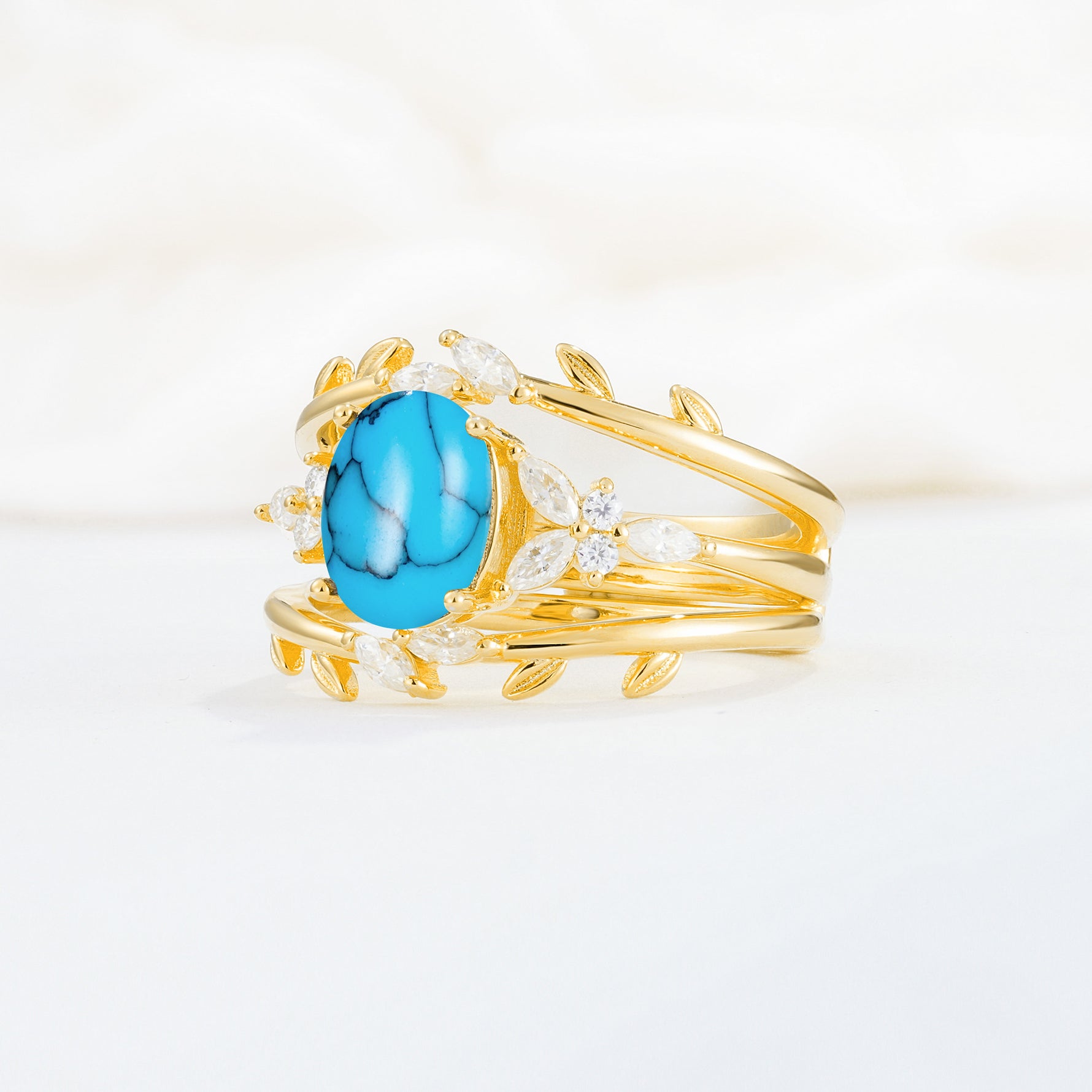 SR17104 Turquoise Ring - White-Gold