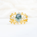 SR17104 Moss Agate Ring - Yellow-Gold