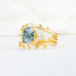 SR17104 Moss Agate Ring - White-Gold