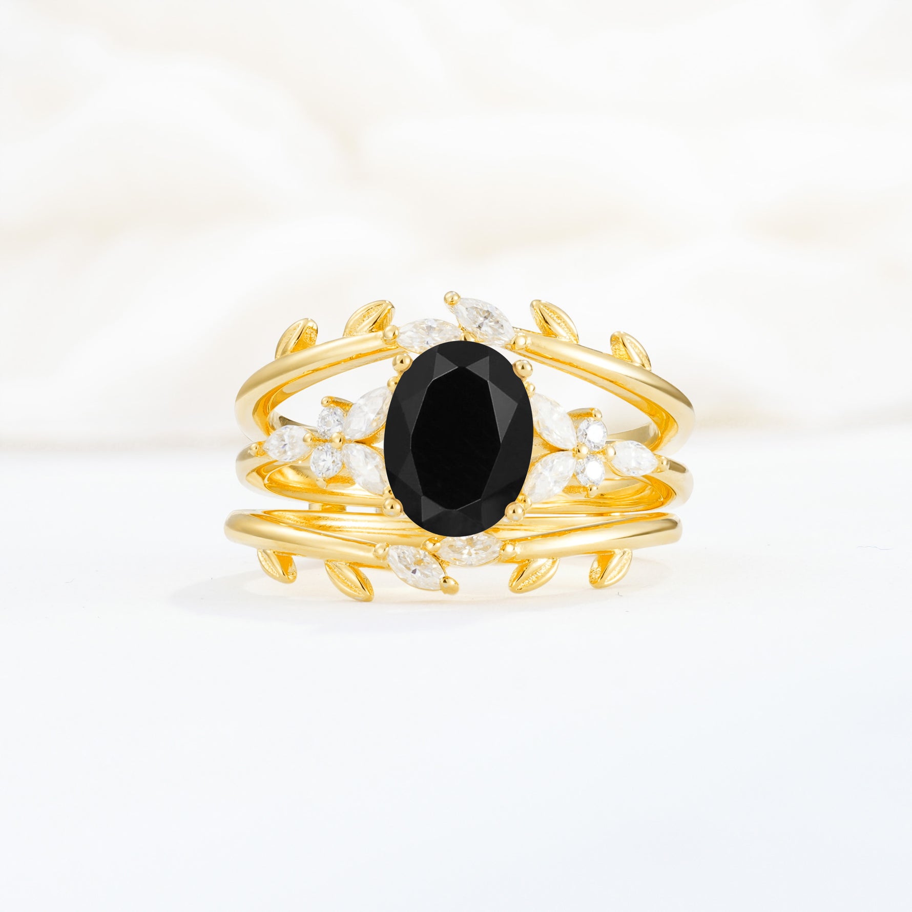 SR17104 Black Onyx Ring - Yellow-Gold