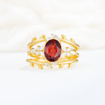 SR17104 Garnet Ring - Yellow-Gold