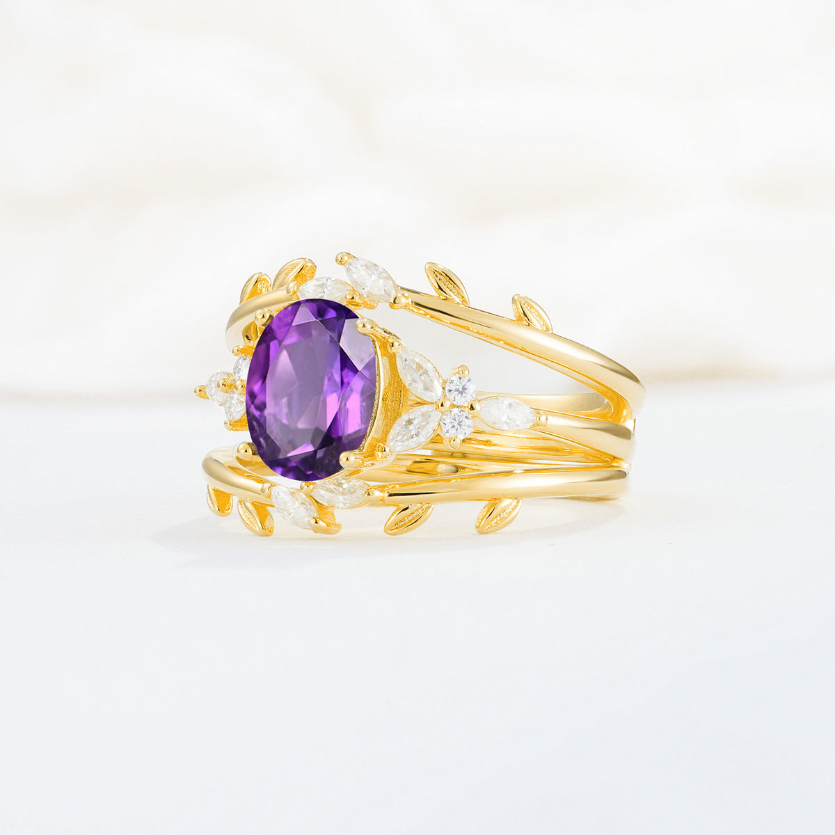SR17104 Amethyst Ring - White-Gold