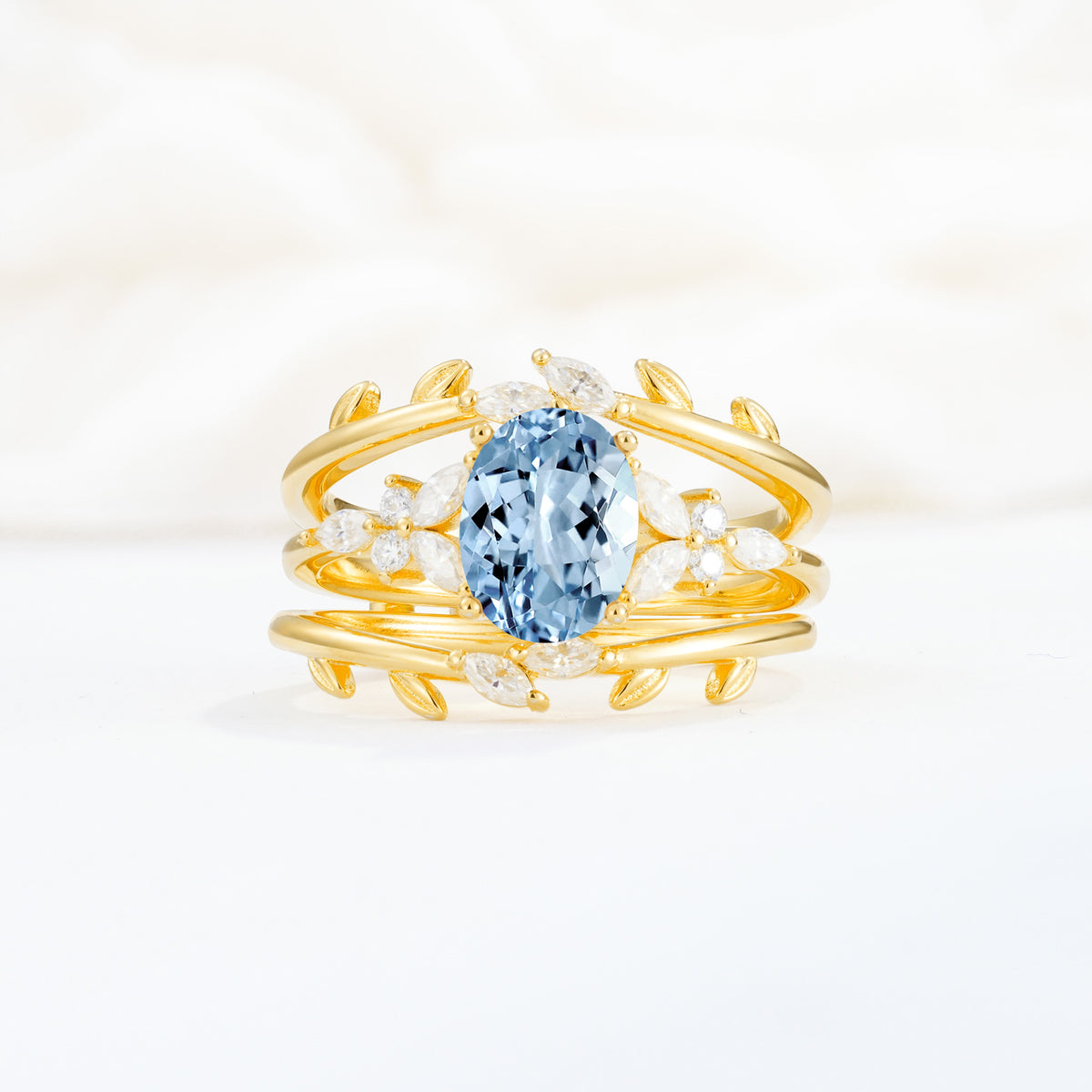 SR17104 Aquamarine Ring - Yellow-Gold