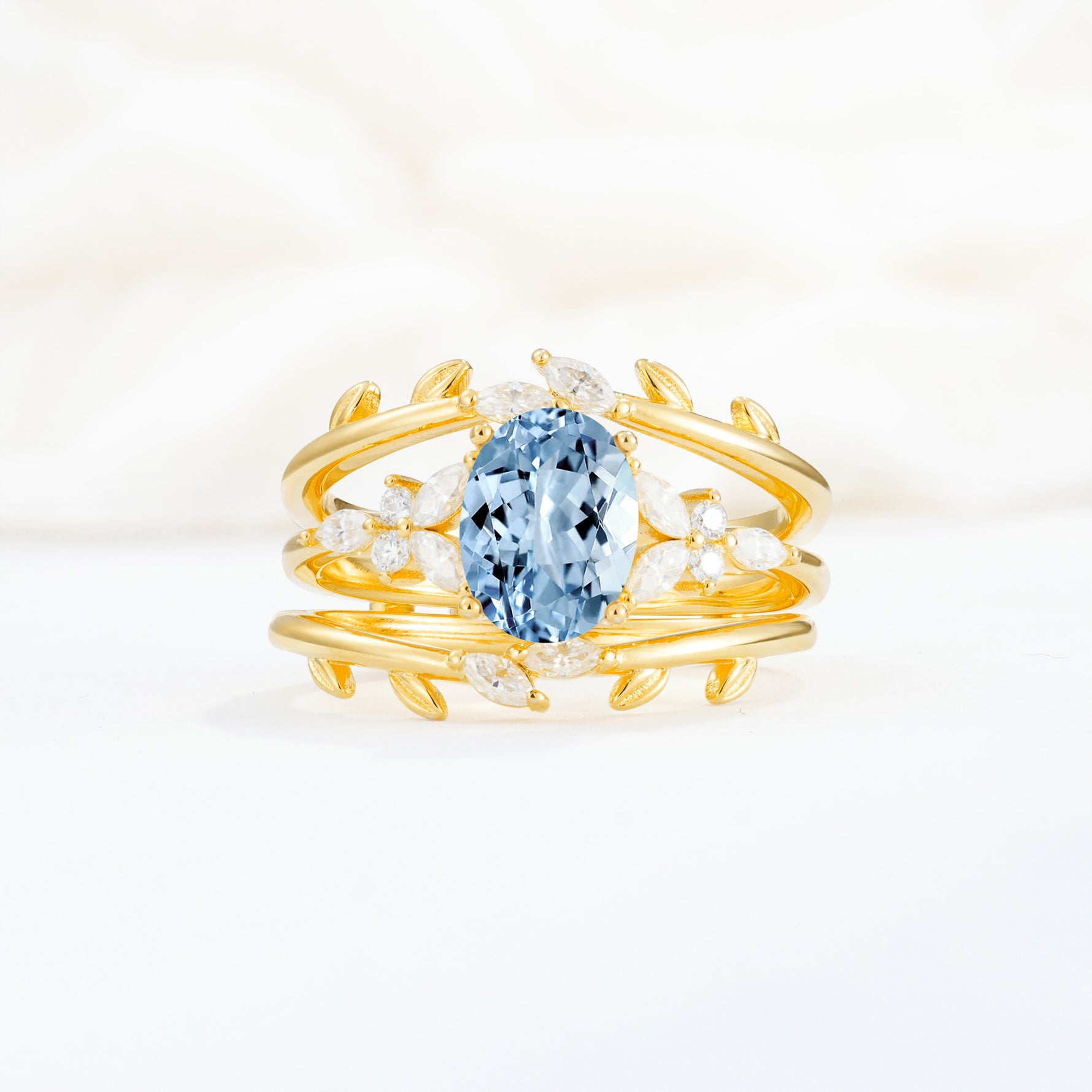 SR17104 Aquamarine Ring - Yellow-Gold