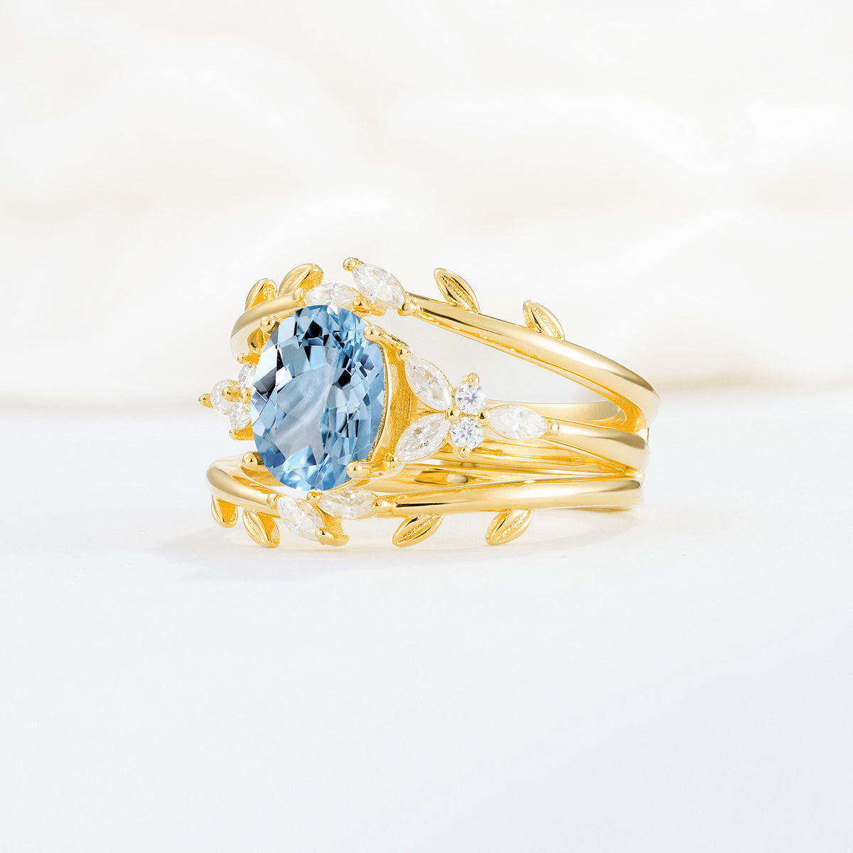 SR17104 Aquamarine Ring - White-Gold