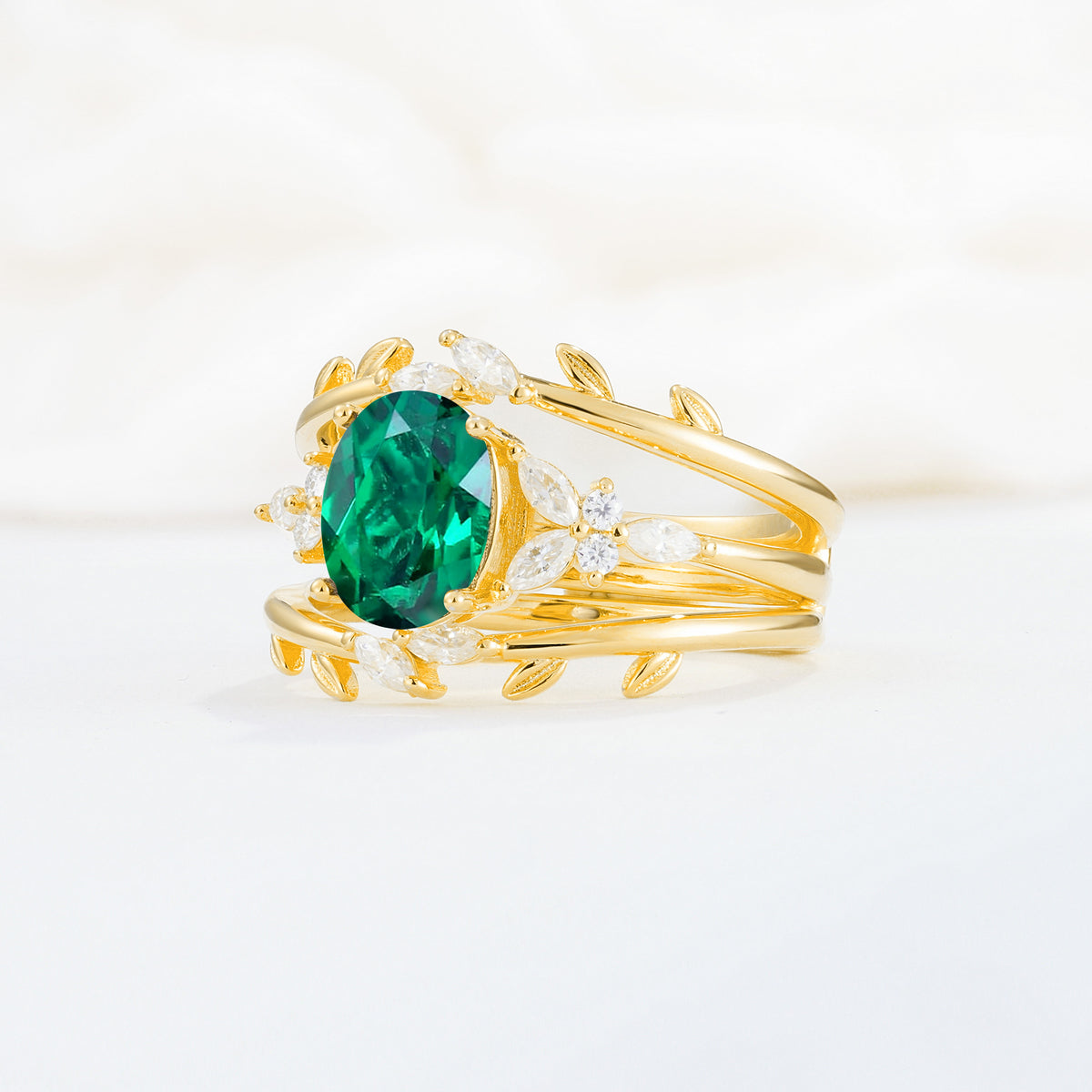 SR17104 Emerald Ring - White-Gold