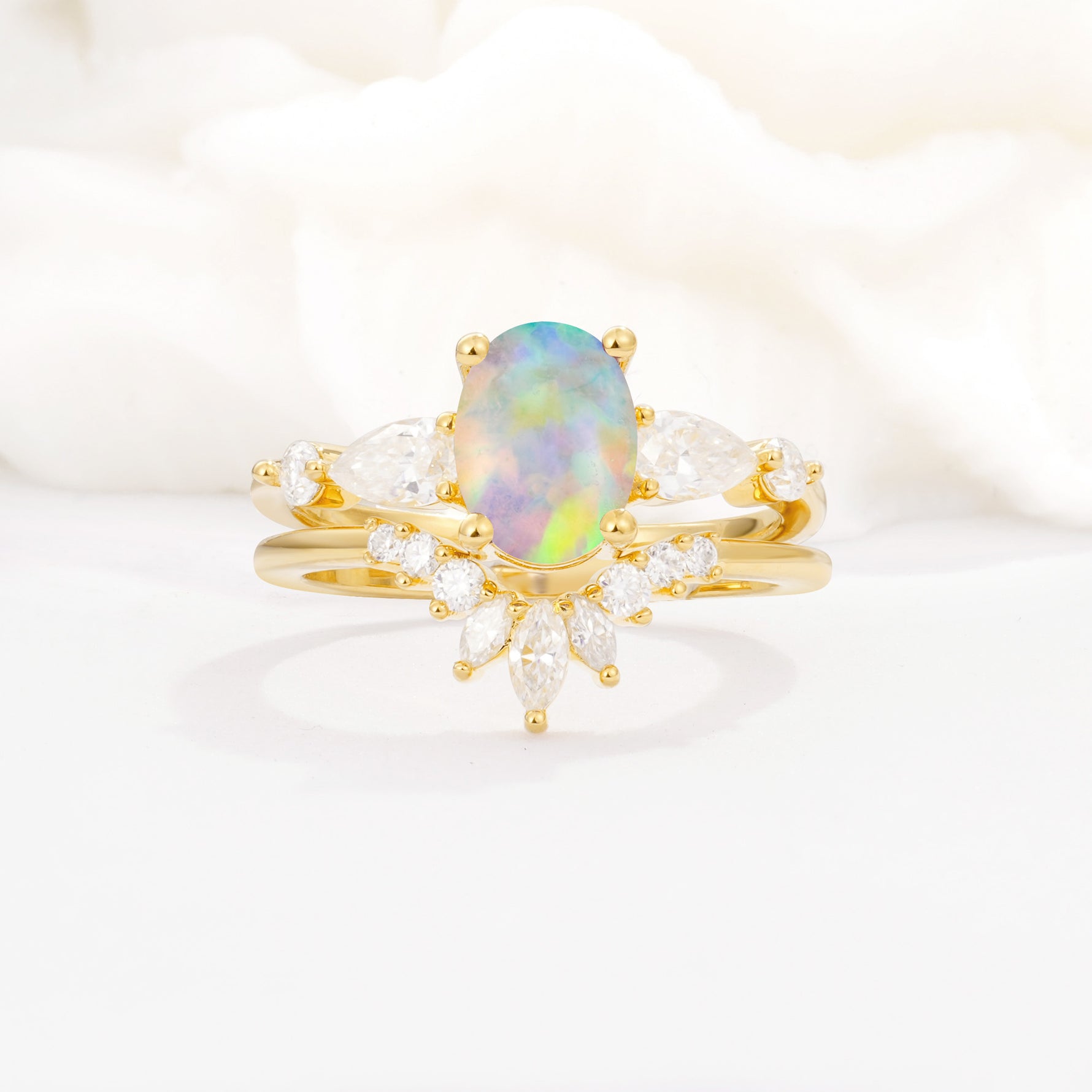 SR17105 Fire Opal Ring - Yellow-Gold