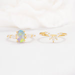 SR17105 Fire Opal Ring - White-Gold