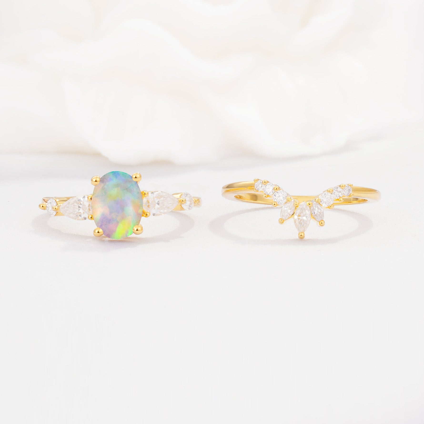 SR17105 Fire Opal Ring - White-Gold