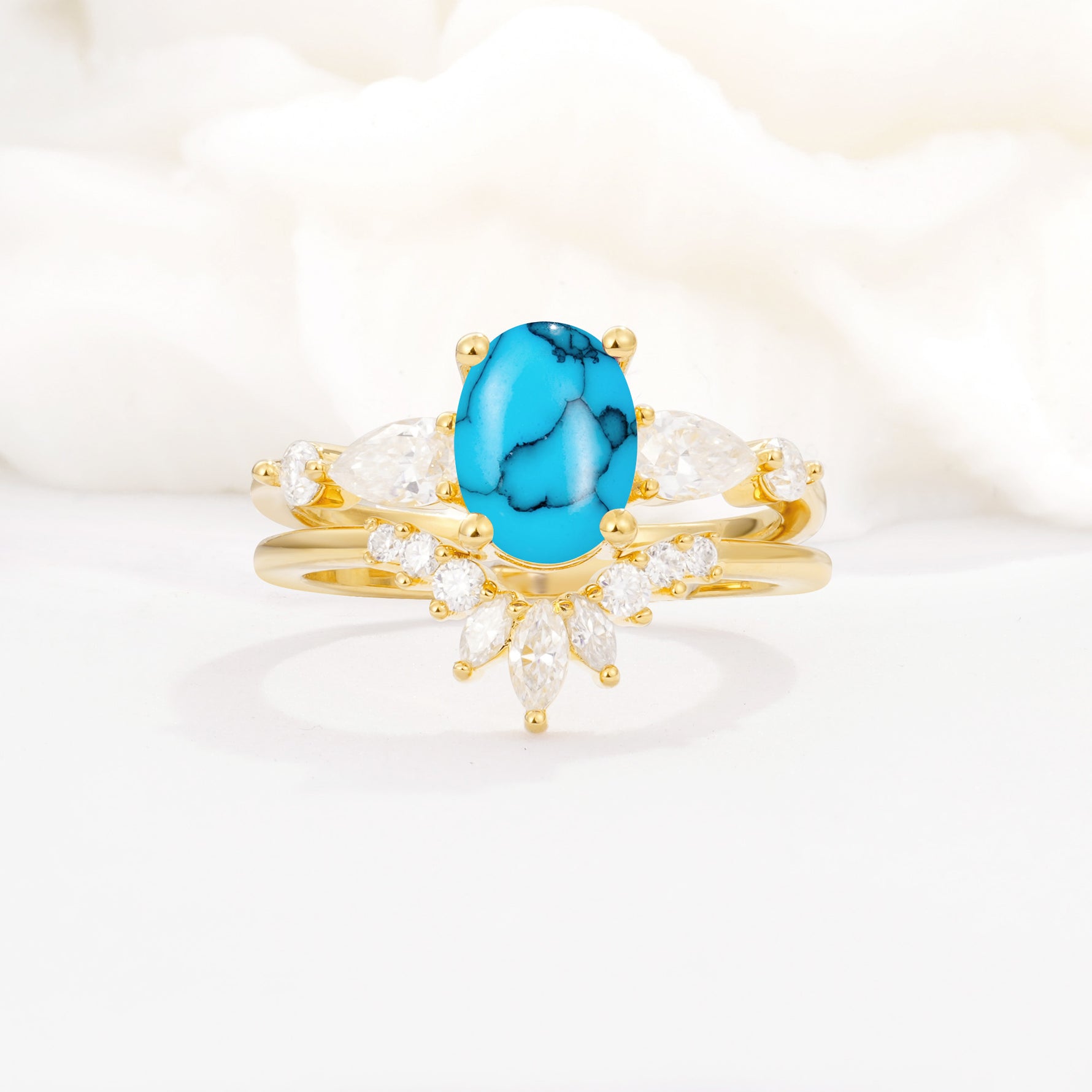 SR17105 Turquoise Ring - Yellow-Gold