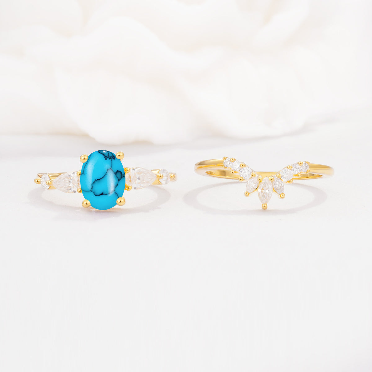SR17105 Turquoise Ring - White-Gold
