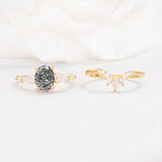 SR17105 Black Rutilated Quartz Ring - White-Gold