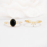 SR17105 Black Onyx Ring - White-Gold