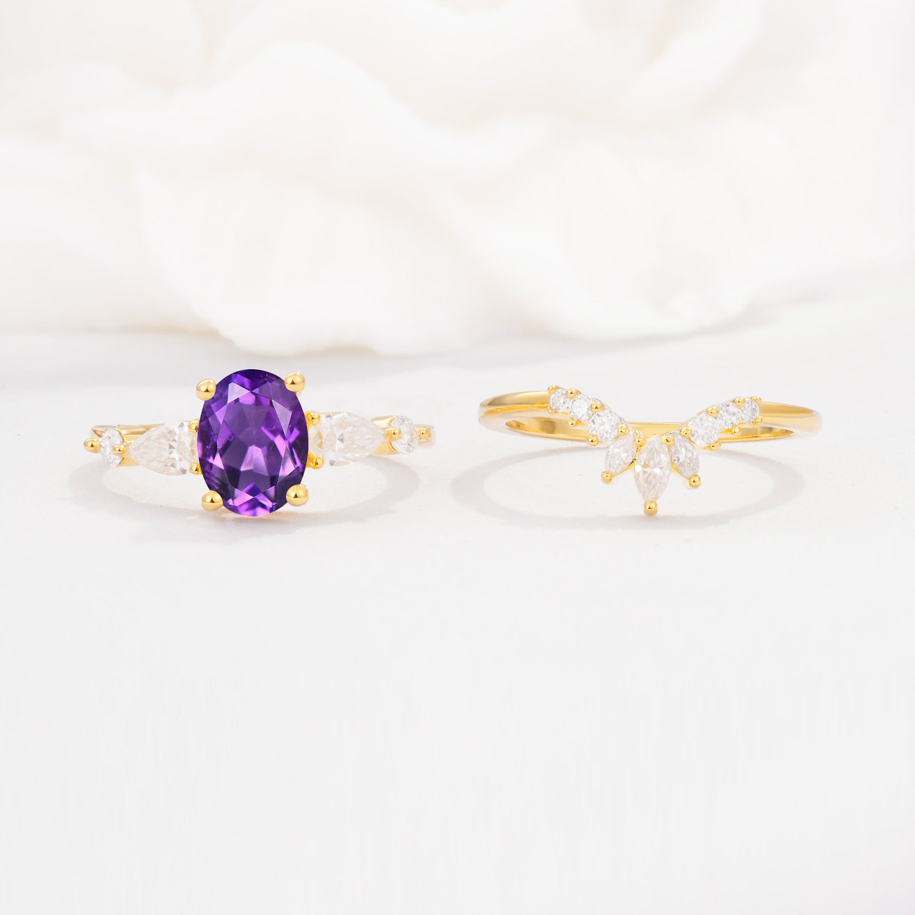 SR17105 Amethyst Ring - White-Gold