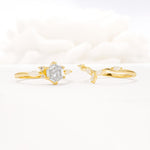 Nature-Inspired Hexagon Cut Moissanite Engagement Ring Set - Additional view