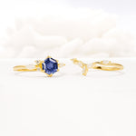 Nature-Inspired Hexagon Cut Tanzanite Engagement Ring Set - Additional view