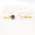 Nature-Inspired Hexagon Cut Black Rutilated Quartz Engagement Ring Set - Additional view