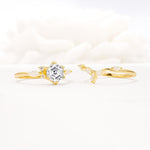 Nature-Inspired Hexagon Cut Lab Diamond Engagement Ring Set - Additional view