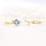 Nature-Inspired Hexagon Cut Aquamarine Engagement Ring Set - Additional view