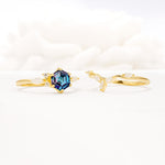 Nature-Inspired Hexagon Cut Alexandrite Engagement Ring Set - Additional view