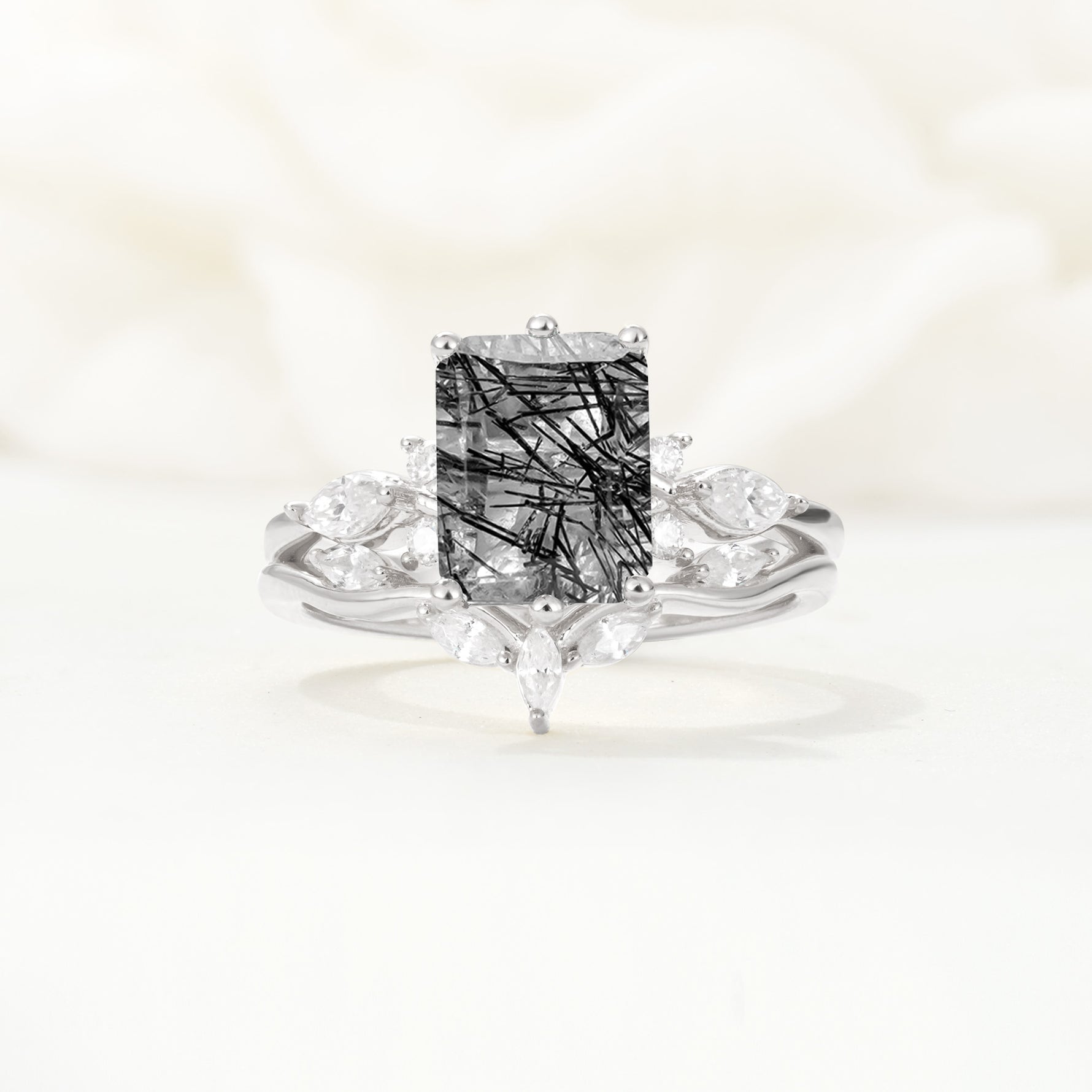 SR17109 Black Rutilated Quartz Ring - Additional view