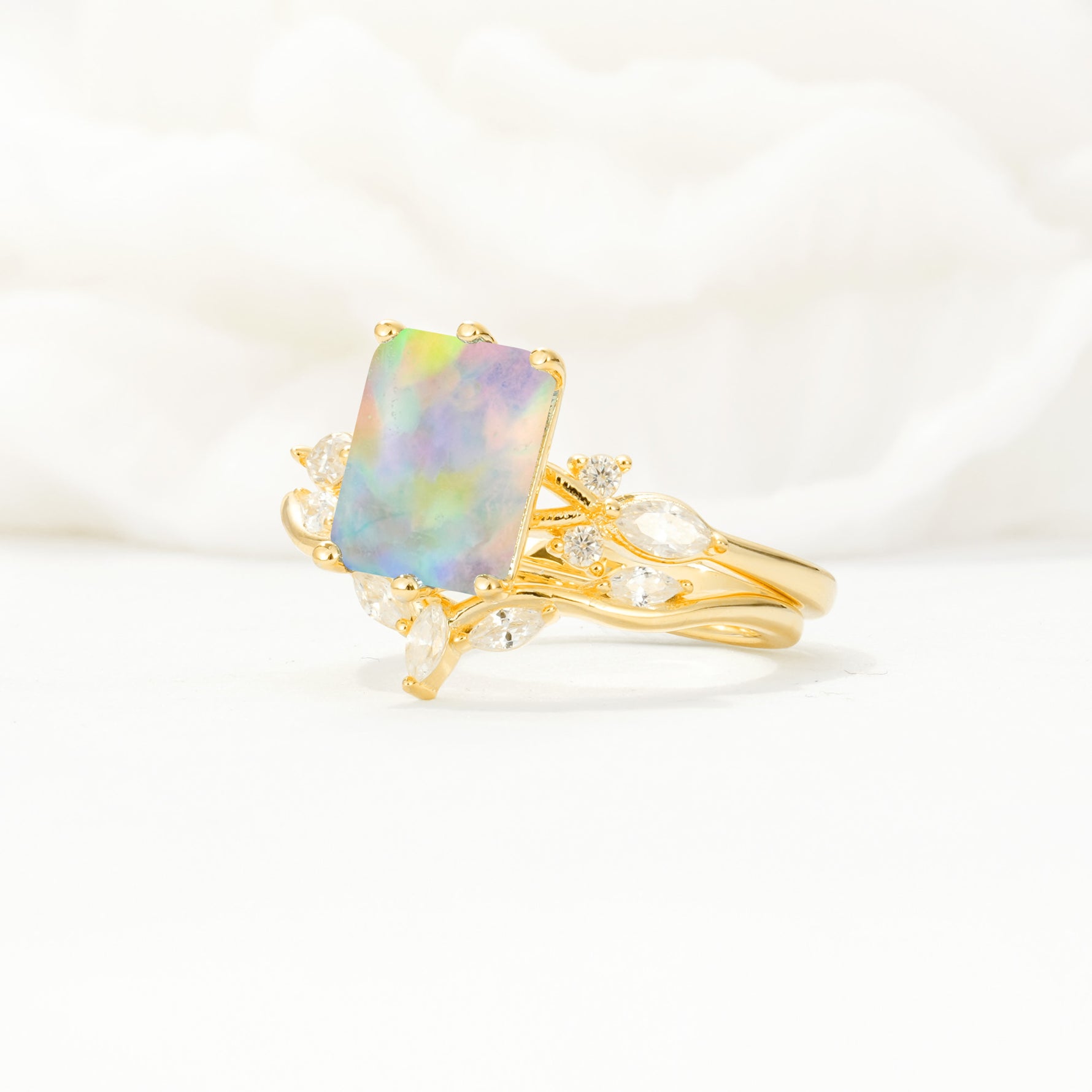 SR17109 Fire Opal Ring - White-Gold