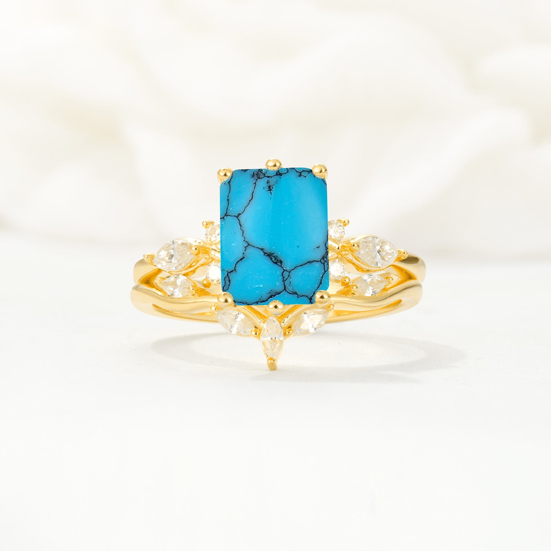 SR17109 Turquoise Ring - Yellow-Gold