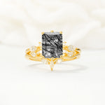SR17109 Black Rutilated Quartz Ring - Yellow-Gold