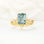 SR17109 Moss Agate Ring - Yellow-Gold