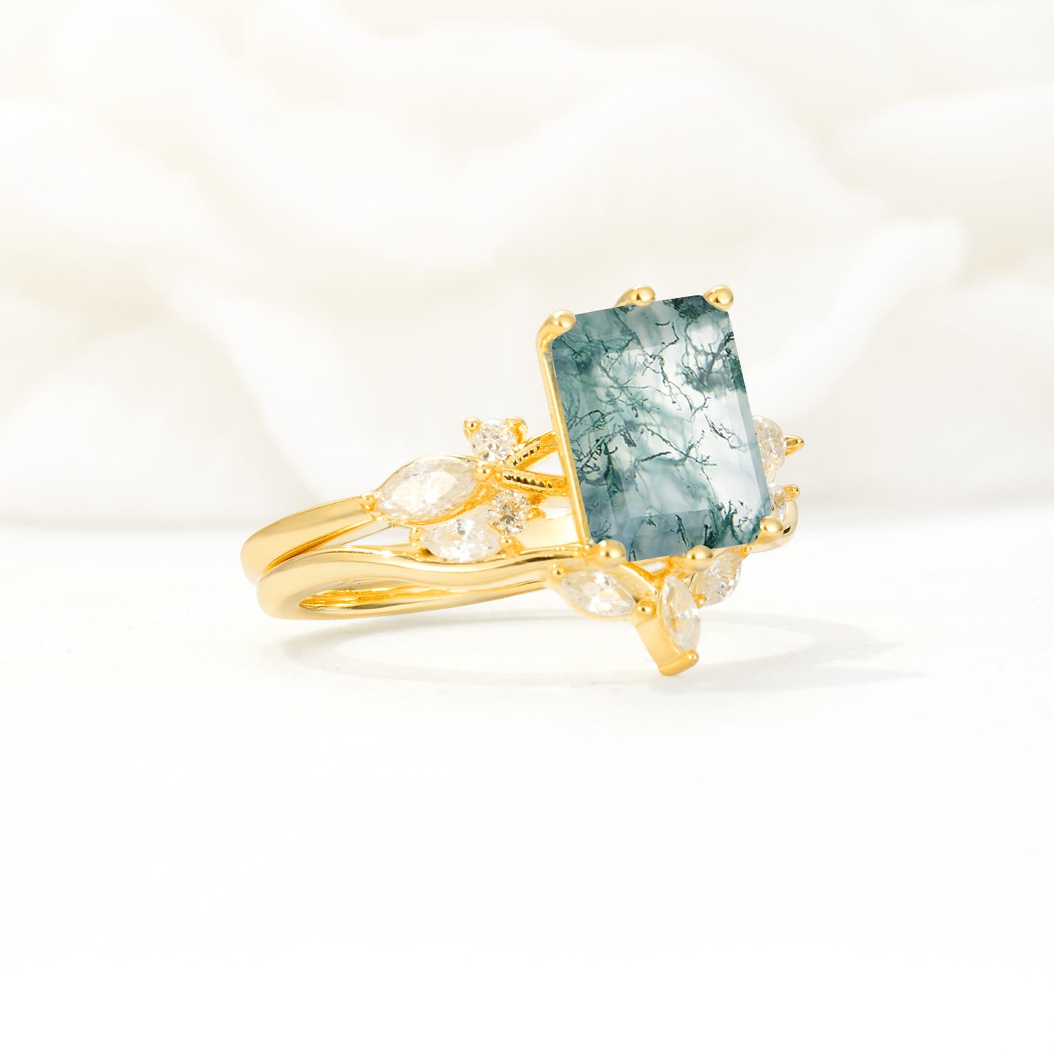 SR17109 Moss Agate Ring - Rose-Gold