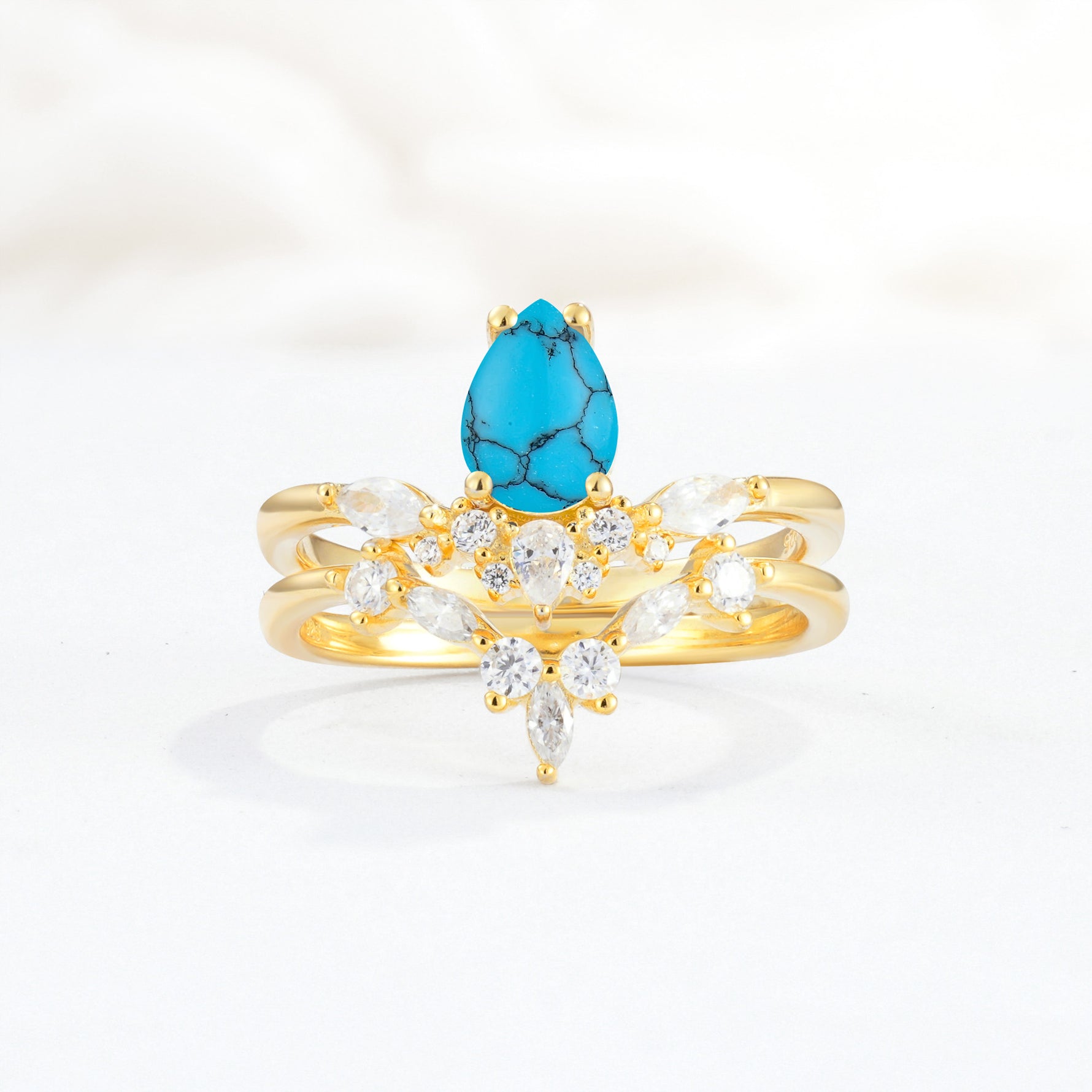 SR17113 Turquoise Ring - Yellow-Gold