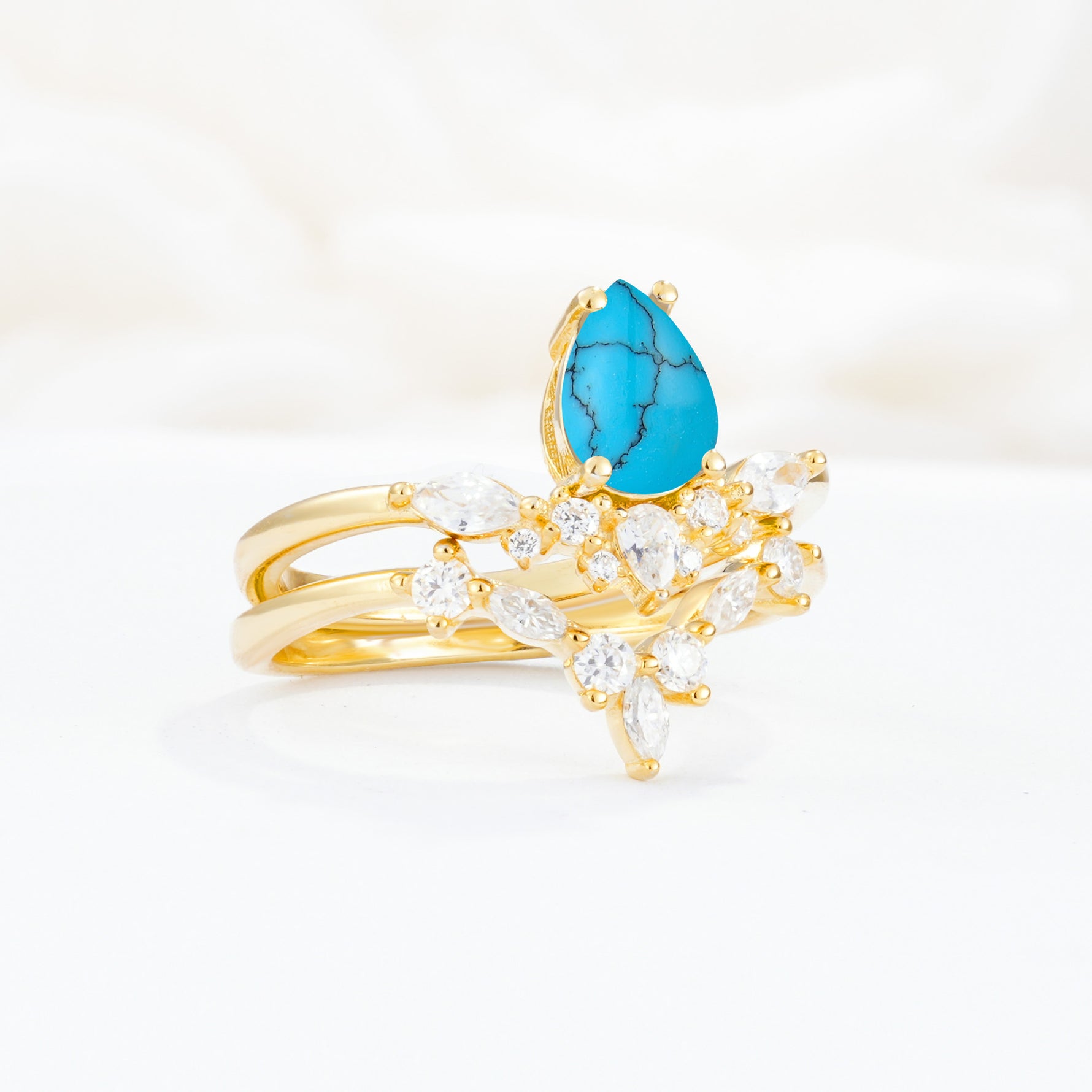 SR17113 Turquoise Ring - White-Gold
