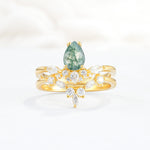 SR17113 Moss Agate Ring - Yellow-Gold