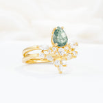 SR17113 Moss Agate Ring - White-Gold