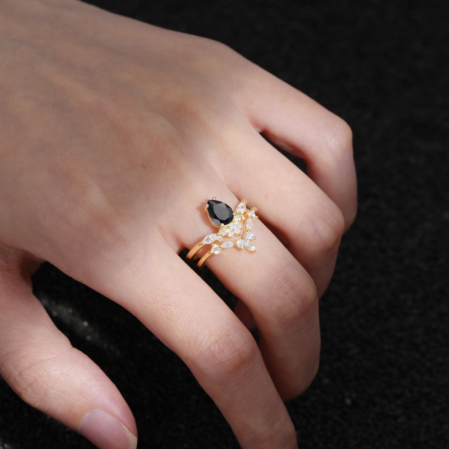 SR17113 Black Onyx Ring - Rose-Gold