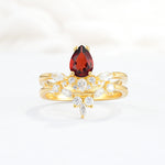 SR17113 Garnet Ring - Yellow-Gold