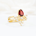 SR17113 Garnet Ring - White-Gold