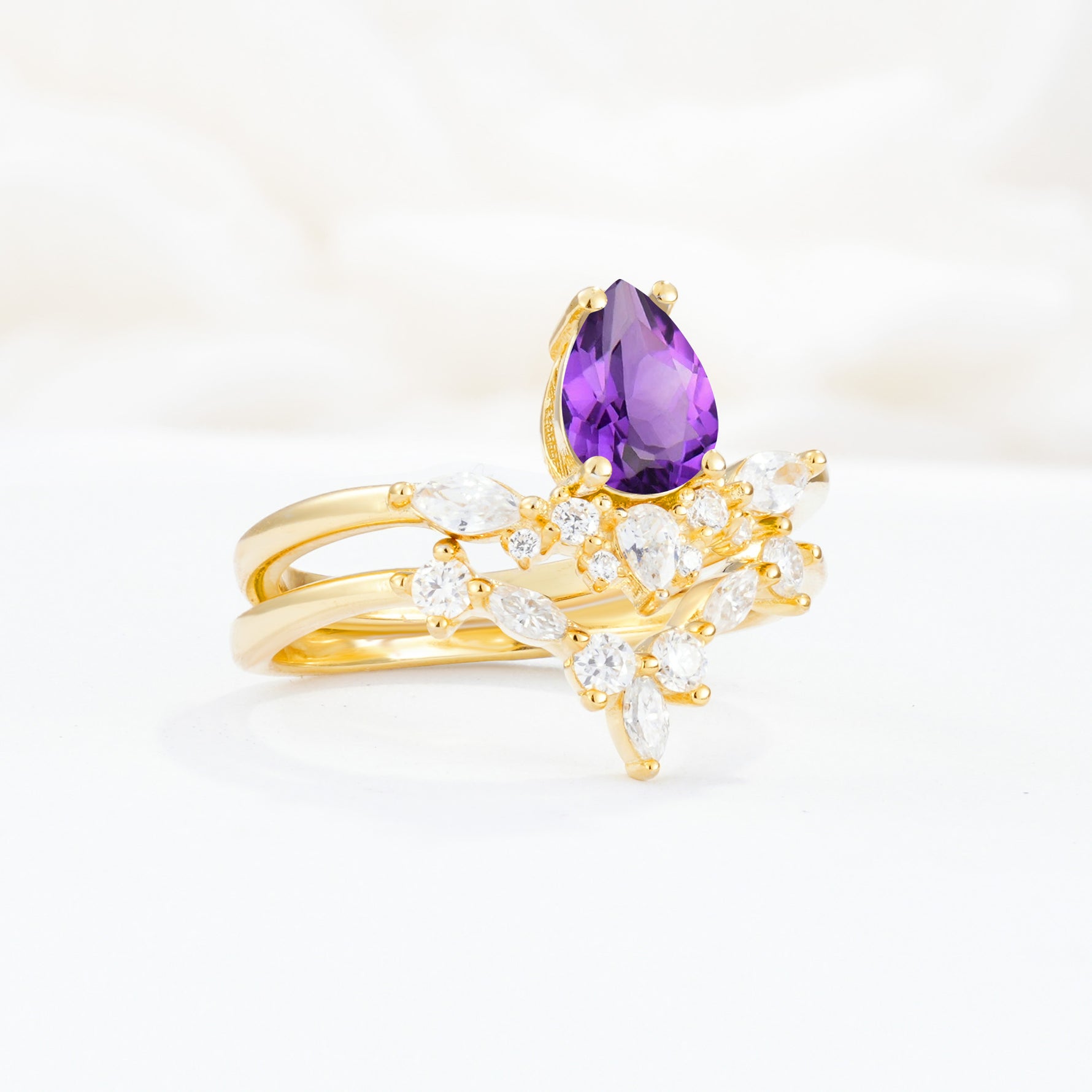 SR17113 Amethyst Ring - White-Gold