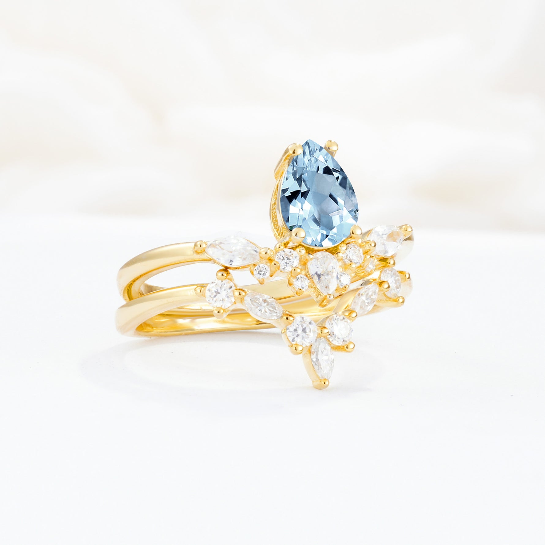 SR17113 Aquamarine Ring - White-Gold