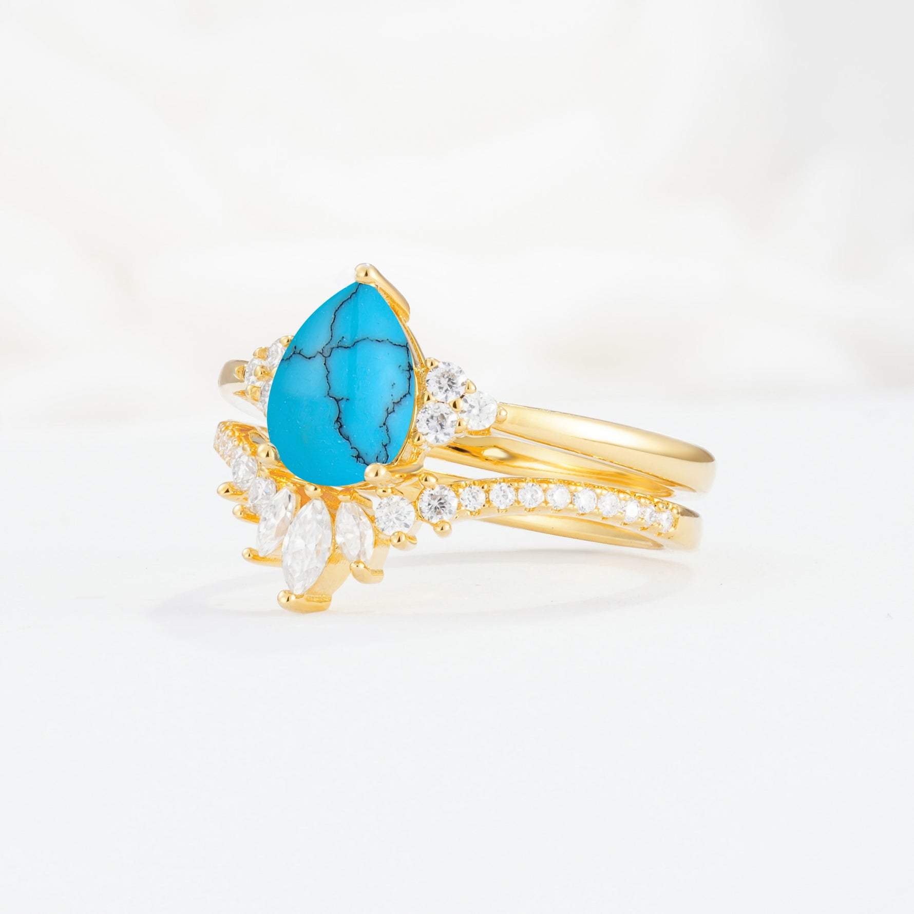 SR17115 Turquoise Ring - White-Gold