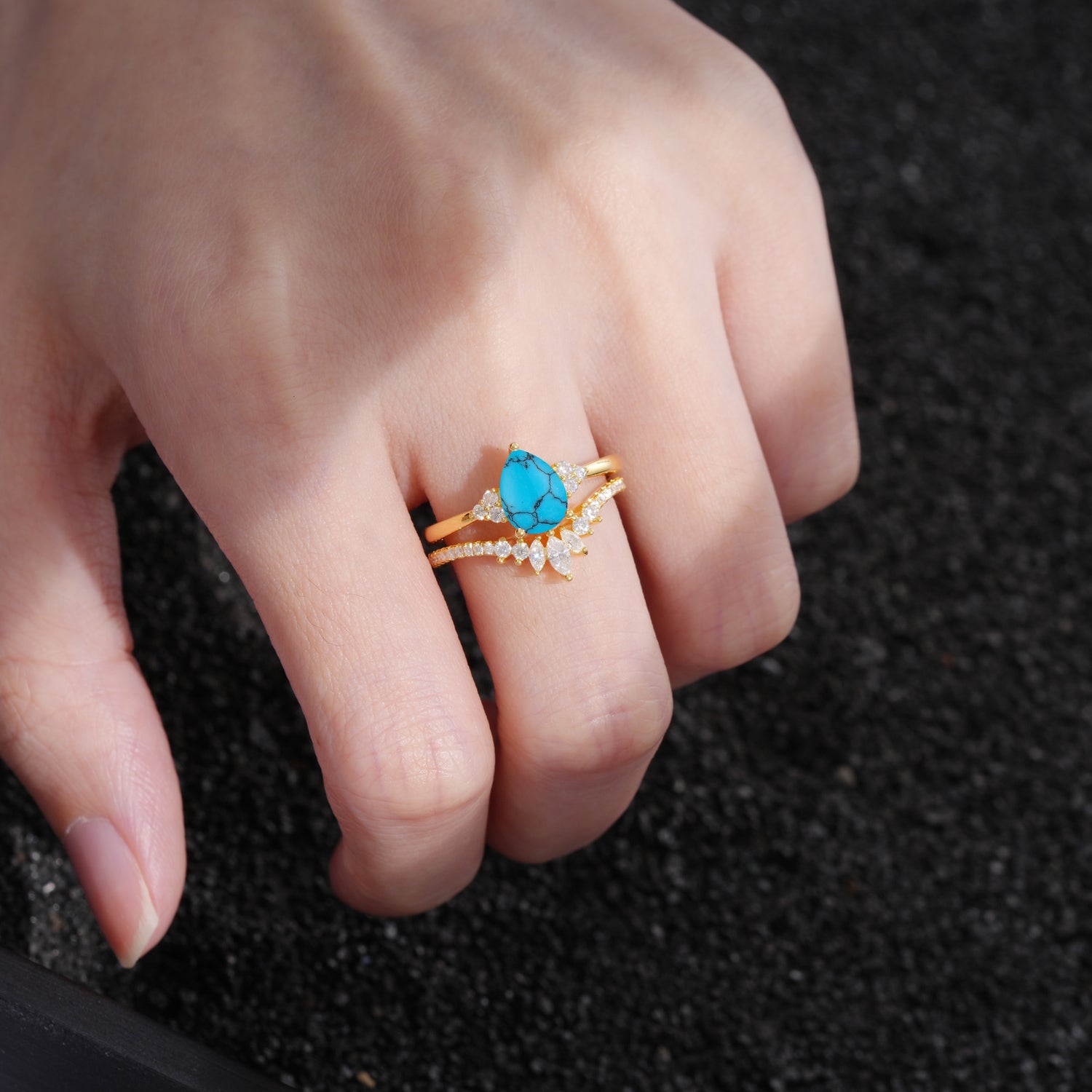 SR17115 Turquoise Ring - Rose-Gold